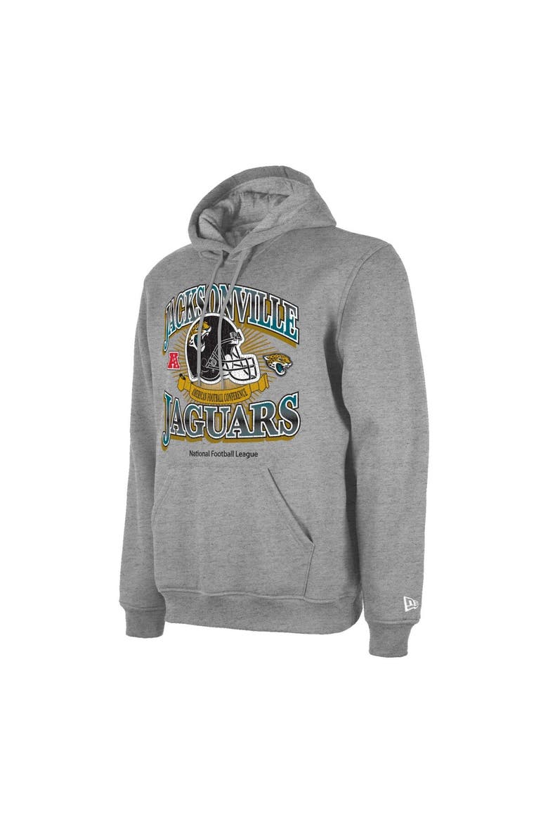 Men's New Era Heather Gray Jacksonville Jaguars Retro Pullover Hoodie, Alternate, color, Heather Gray