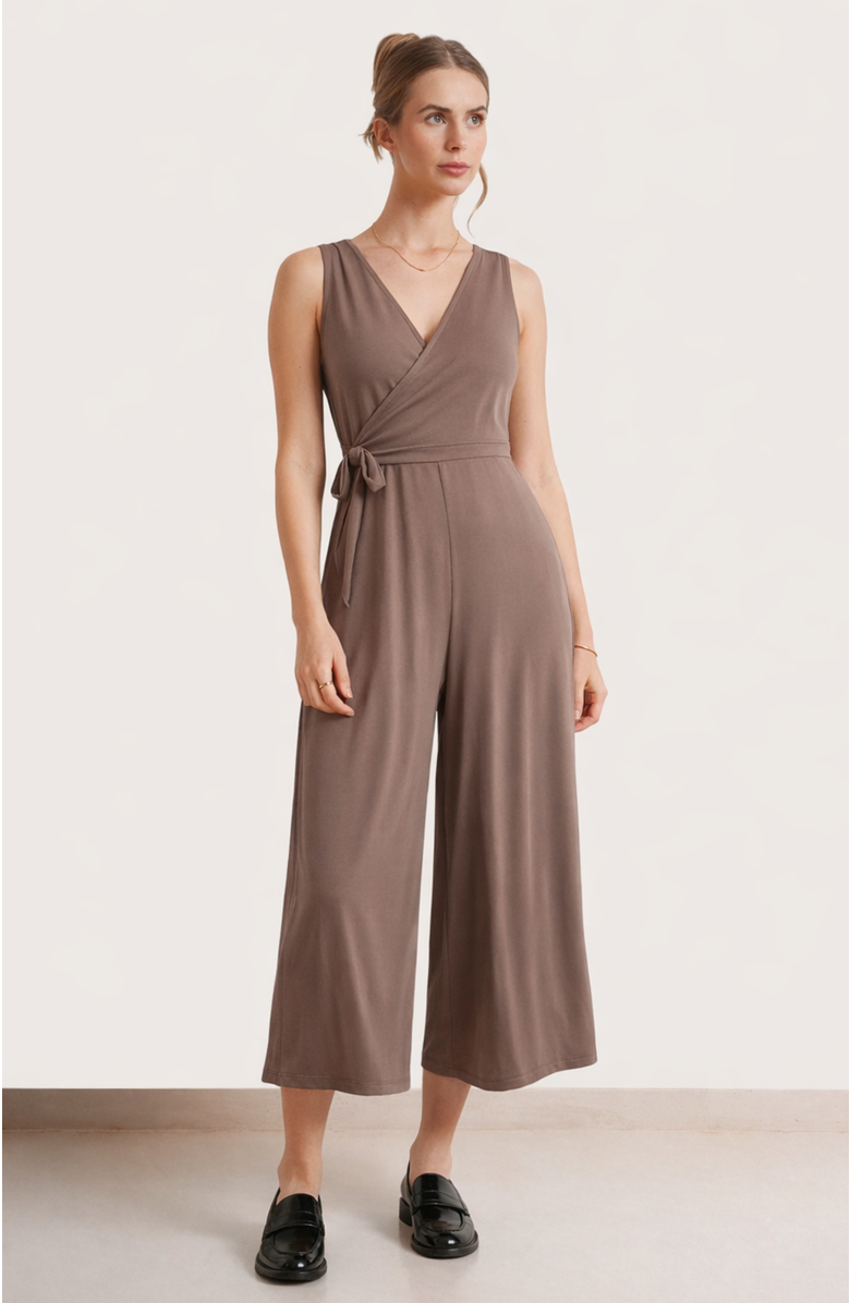 Nom Maternity Francesca Maternity & Nursing Cropped Jumpsuit, Main, color, Mushroom