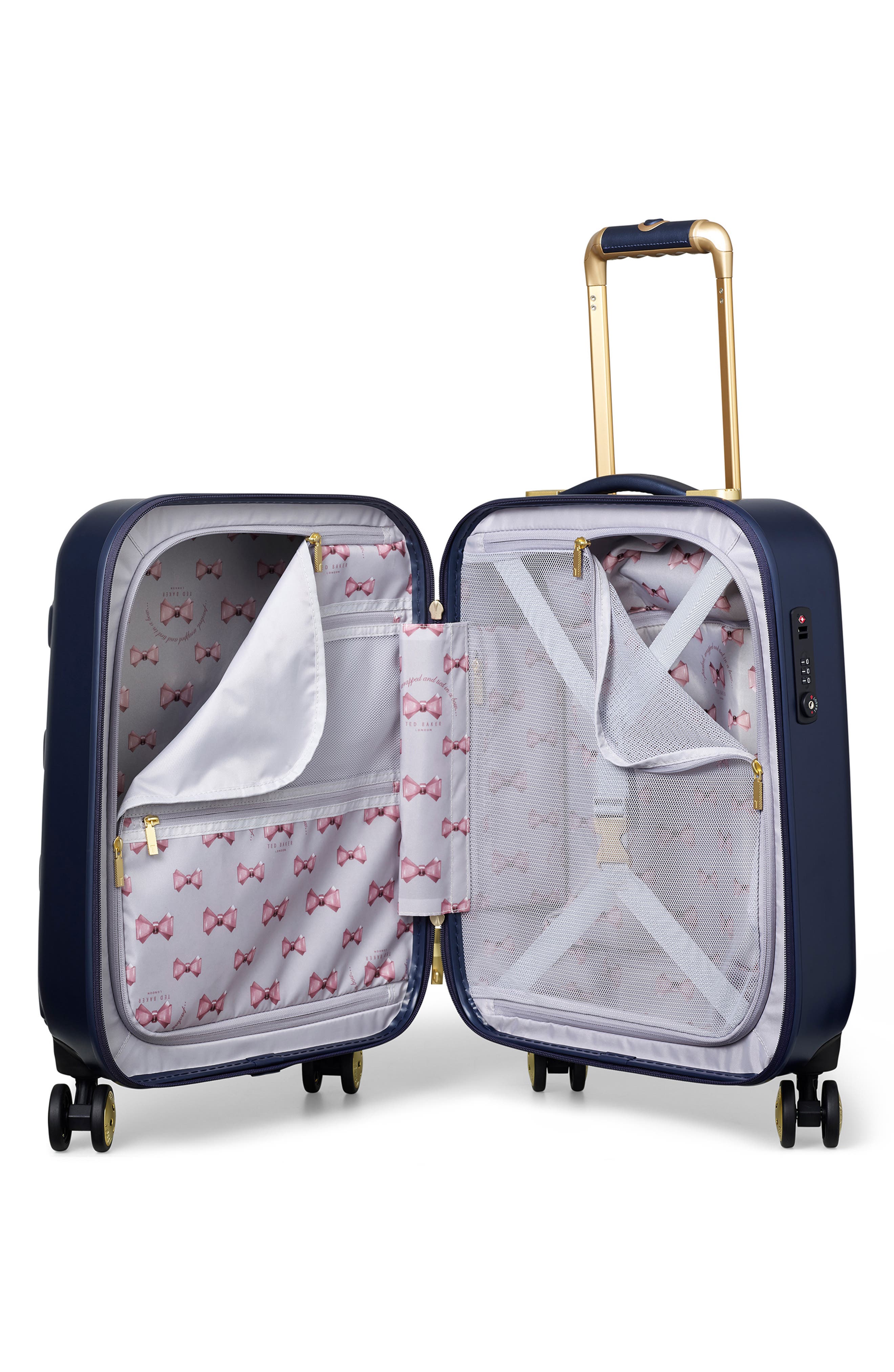Ted Baker London Small Beau 22-Inch Bow Embossed Four-Wheel Trolley Suitcase, Alternate, color, 