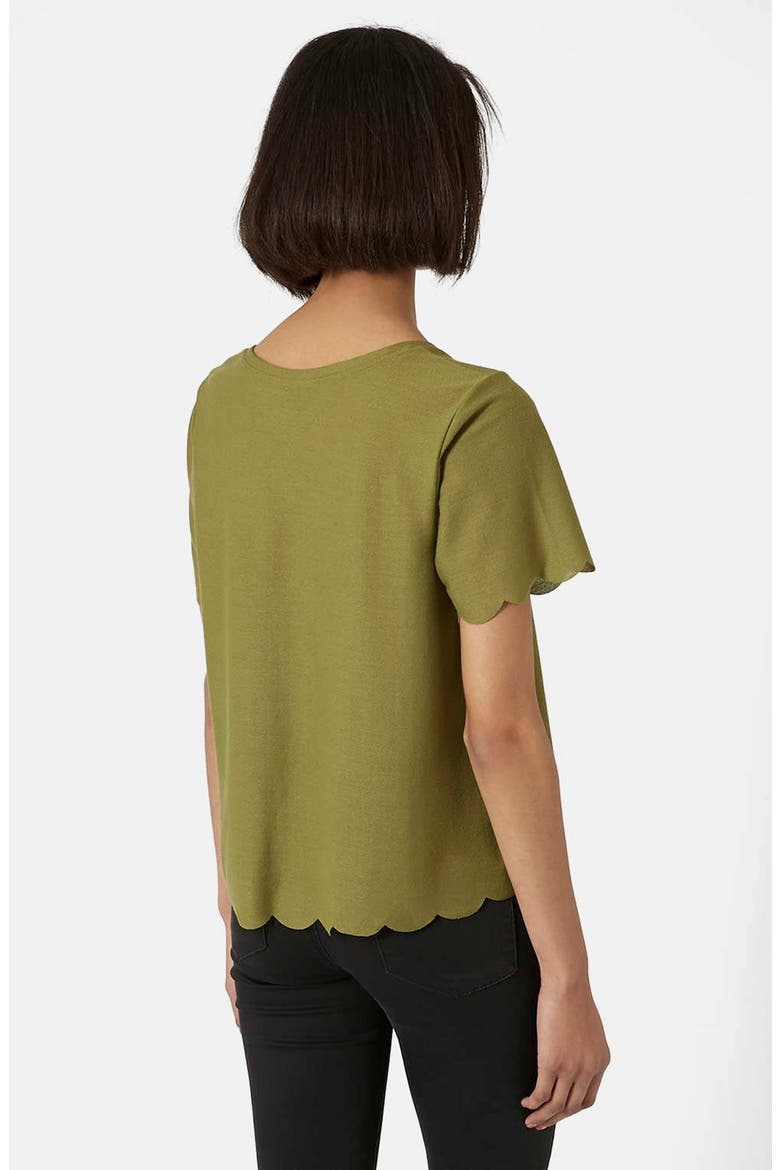 Scallop Frill Tee, Alternate, color, OLIVE