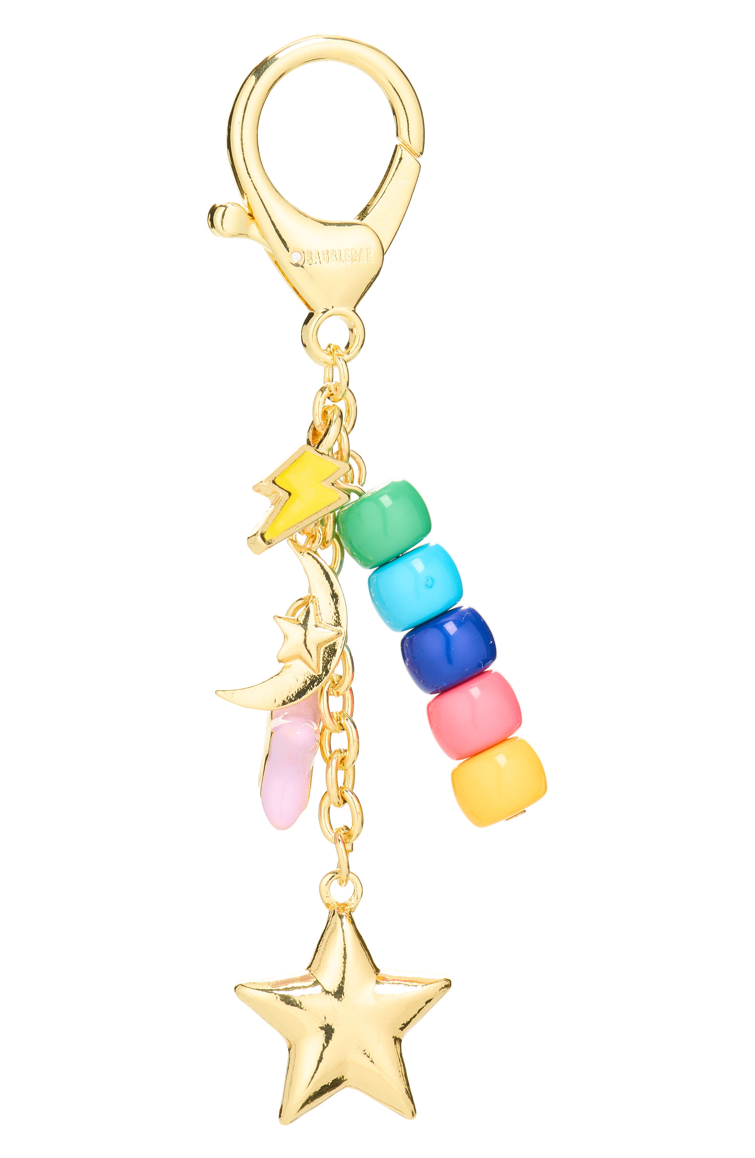 BaubleBar Star & Beaded Bag Charm, Main, color, Gold Multi