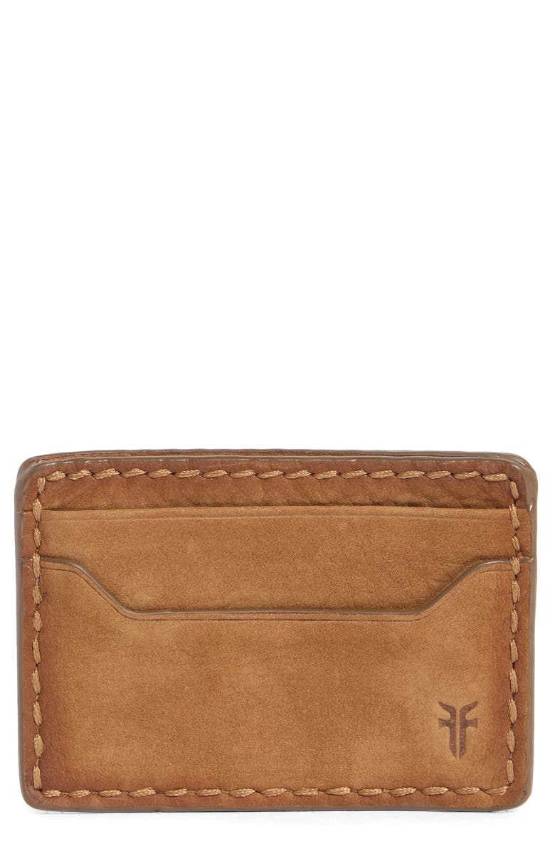 Frye Logan Money Clip Leather Card Case, Main, color, Cognac
