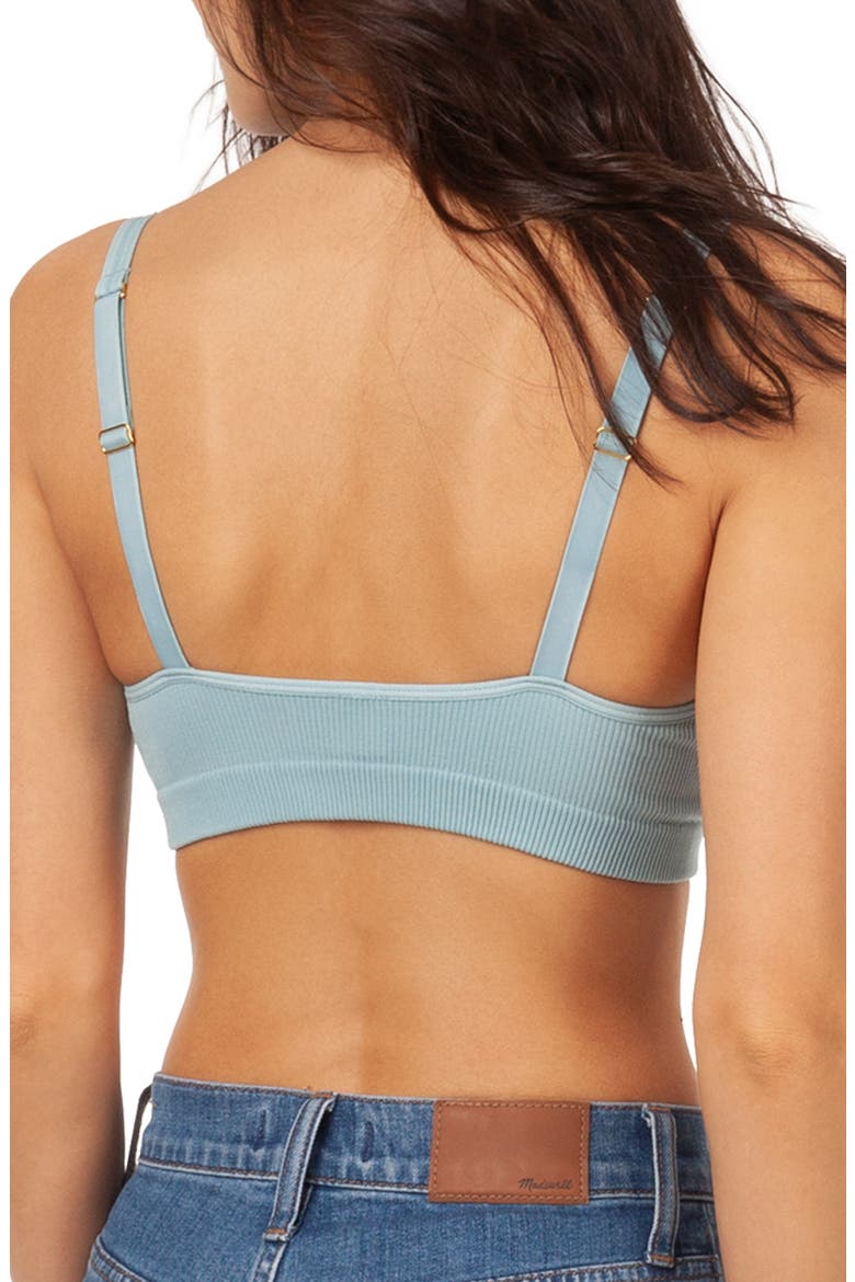 Seamless Rib Adjustable V-Neck Bralette, Alternate, color, SKY BLUE