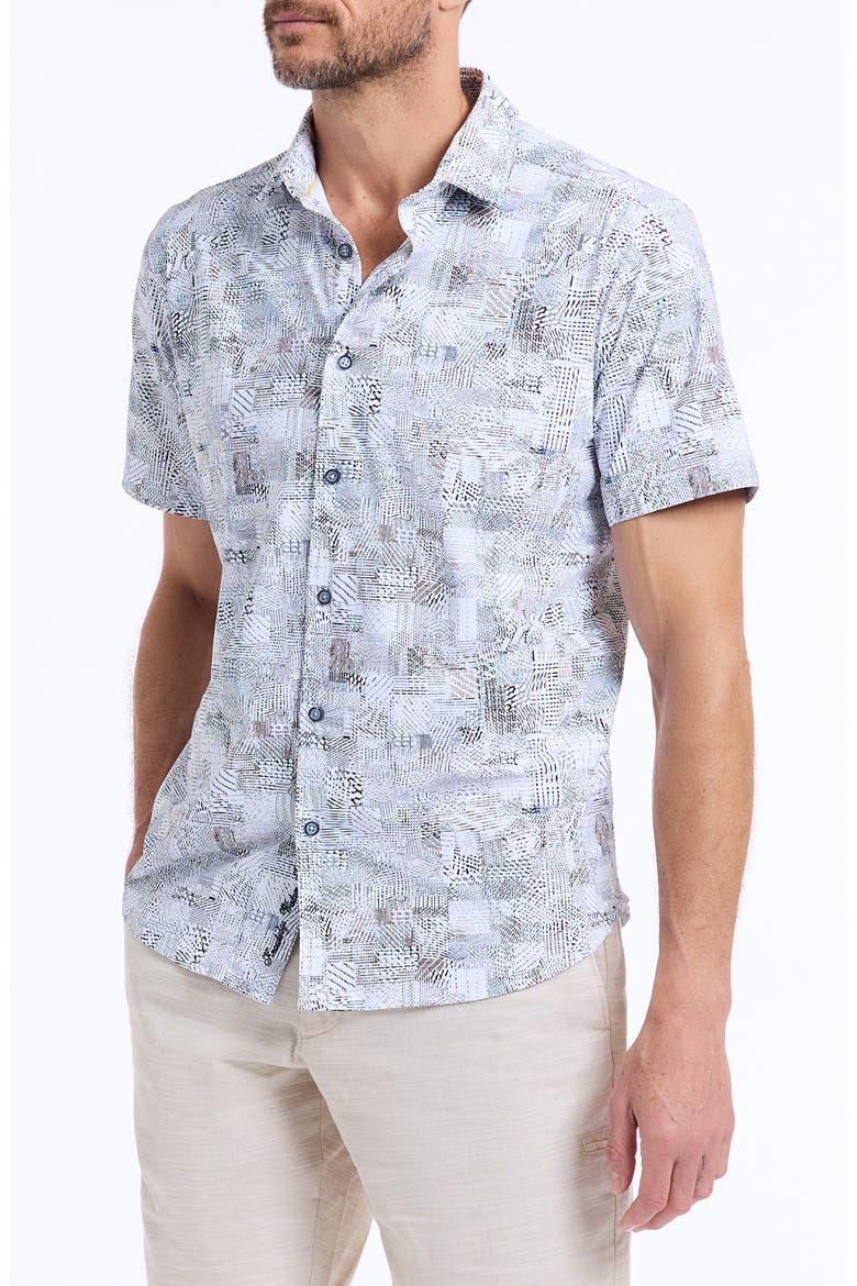 Wrathbone Knit Short Sleeve Button-Up Shirt, Alternate, color, WHITE MULTI