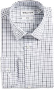 Nordstrom Trim Fit Check Non Iron Cotton Dress Shirt