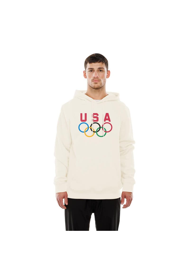 Men's New Era  Cream Team USA 5 Rings Chrome Pullover Hoodie, Alternate, color, Cream
