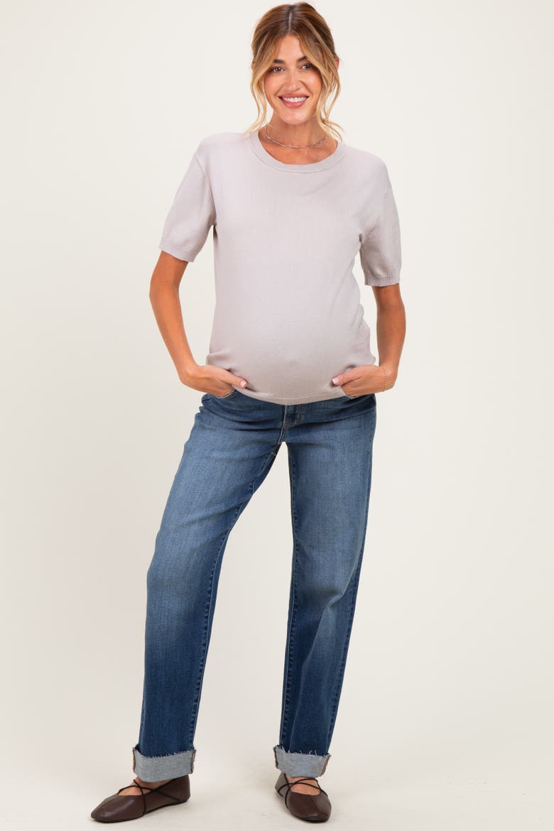 Wash Maternity Dad Jean With Cuffed Hem, Main, color, Navy Blue