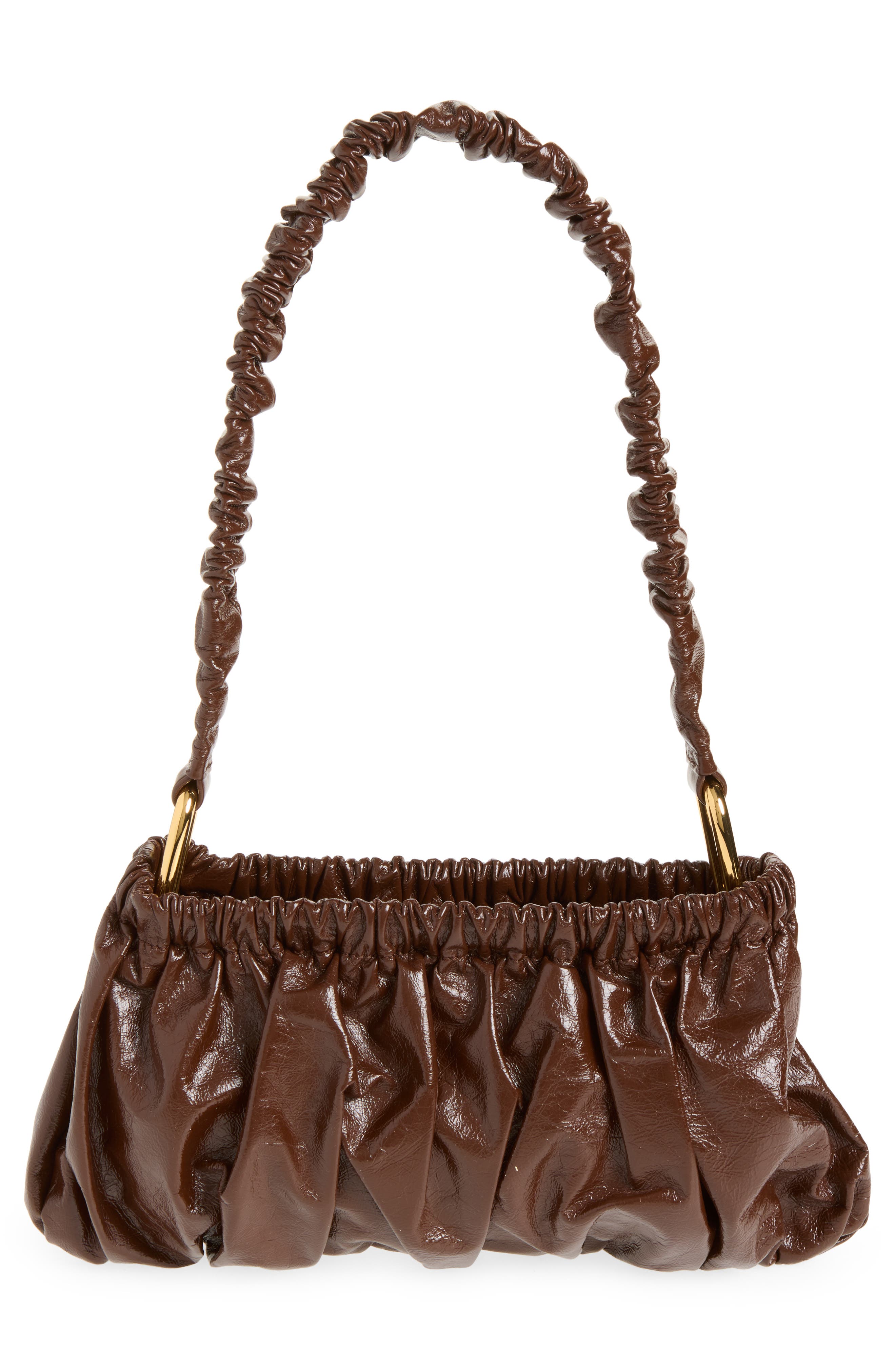Marni Ruched Leather Shoulder Bag, Alternate, color, Sudan