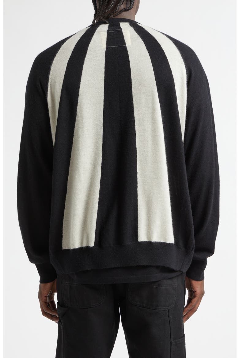 Sunray Stripe Cashmere Bomber Cardigan, Alternate, color, BLACK/ CHALK