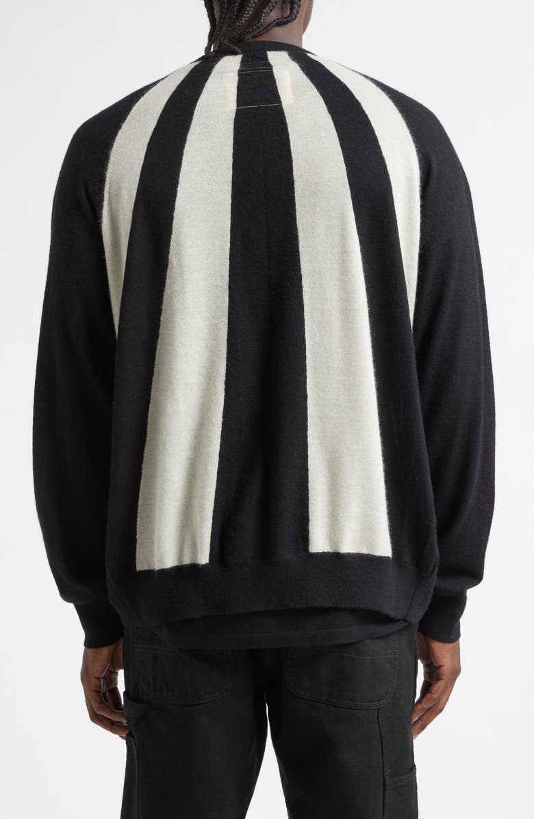 FRENCKENBERGER Sunray Stripe Cashmere Bomber Cardigan, Alternate, color, Black/ Chalk