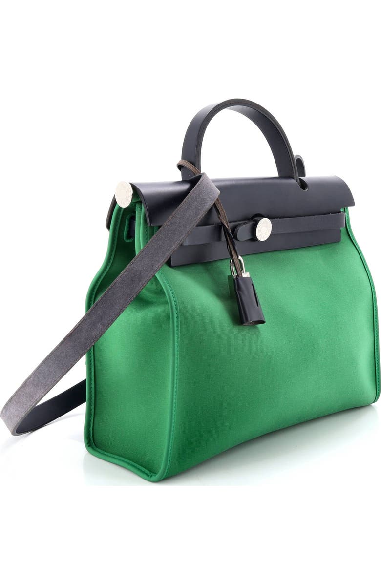 Pre-Owned Hermes Herbag Zip Leather and Toile 31, Alternate, color, Green
