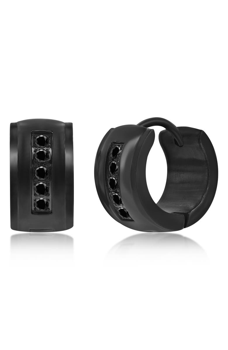 BLACKJACK Men's CZ Huggie Hoop Earrings, Main, color, 