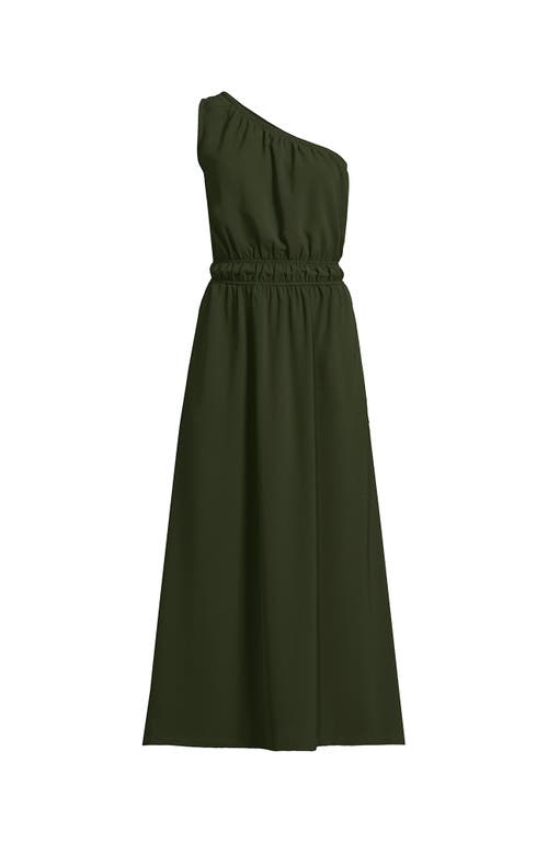 LANDS' END LANDS' END CREASELESS ONE SHOULDER MIDI DRESS