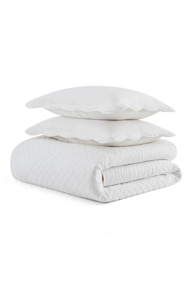 Vintage Scallop Cotton Percale Quilt, Main, color, SPARKLING WHITE