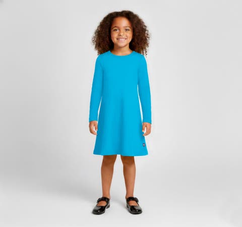 Girl's Soft 100% Cotton Baby Rib Long Sleeve Dress (Toddler/Kids)