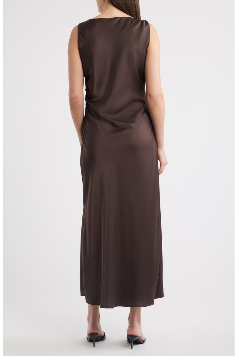 Ruched Satin Maxi Dress, Alternate, color, ESPRESSO