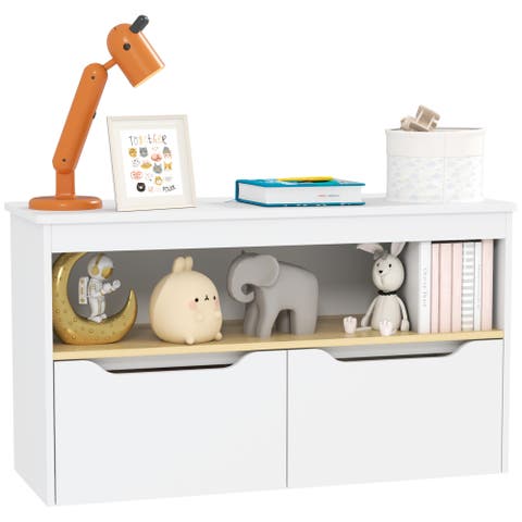 Toy Storage Organizer with Bookshelf, 2 Drawers