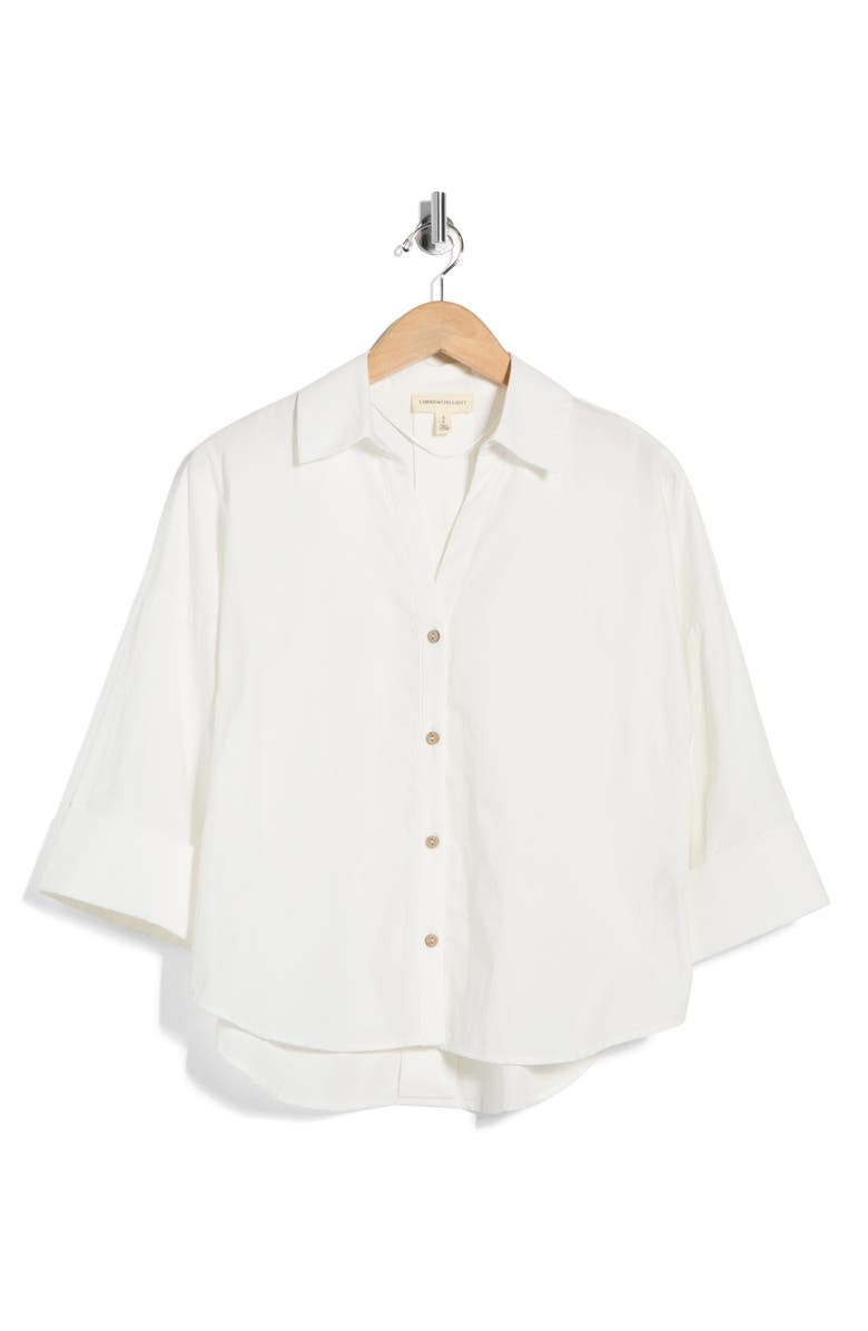 Current/Elliott Wide Sleeve Button-Up Shirt, Main, color, White