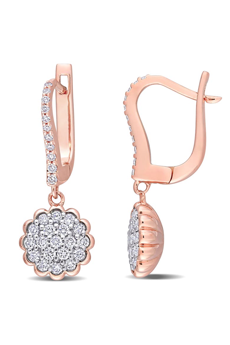 5/8 CTW Diamond Floral Earrings 14k Gold, Main, color, Rose Gold