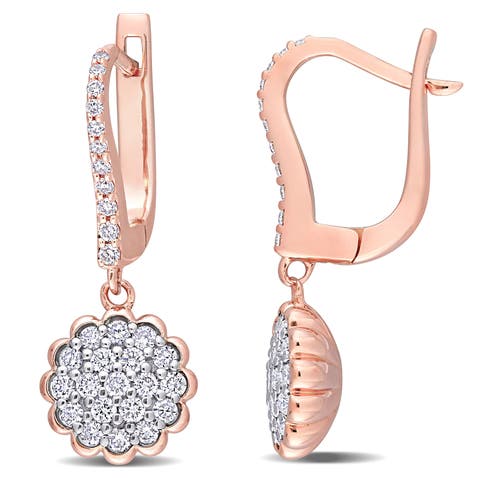 5/8 CTW Diamond Floral Earrings 14k Gold
