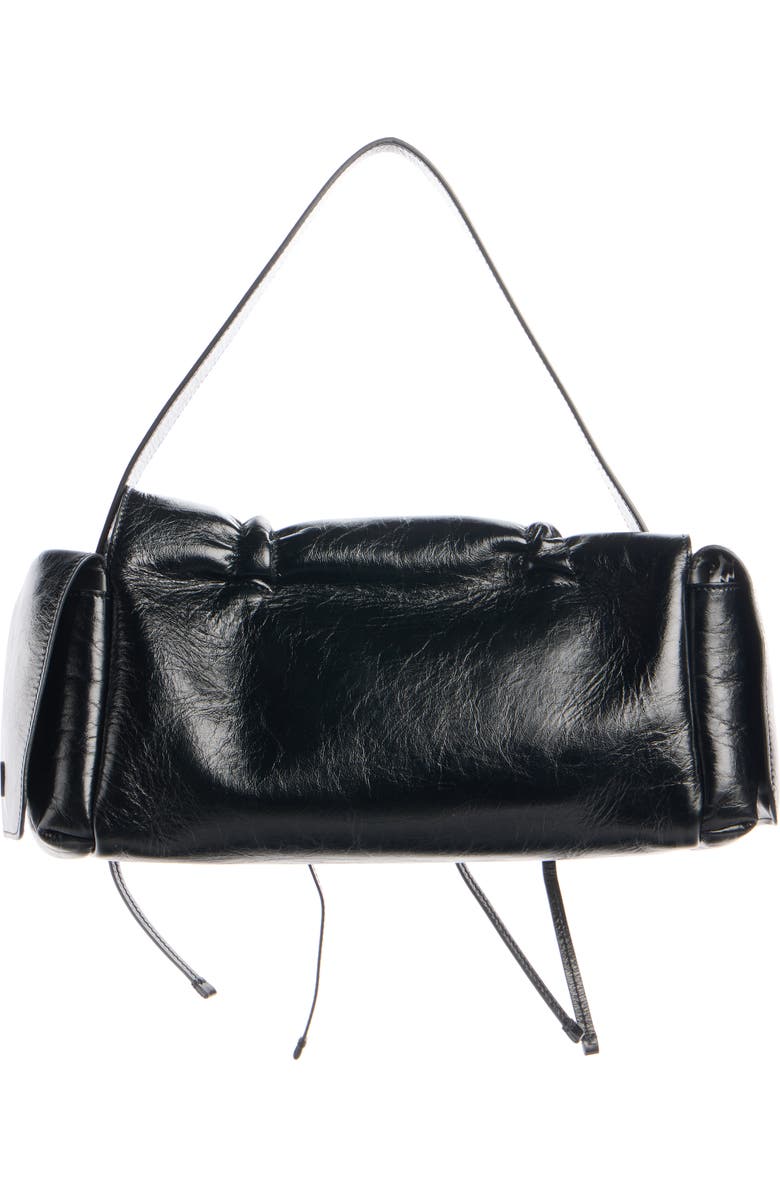 Acne Studios Multipocket Luxe Crinkle Leather Top Handle Bag, Alternate, color, Black