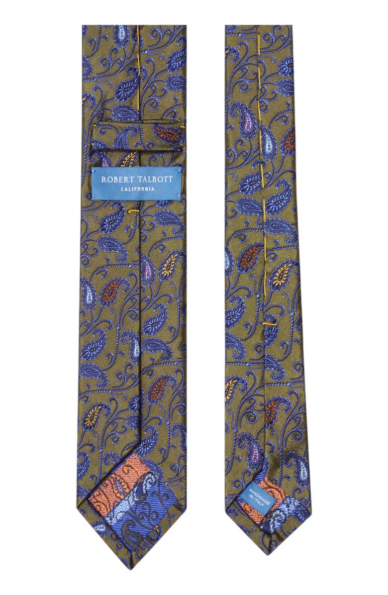 Robert Talbott Newman 7 Fold Pine Paisley Necktie, Alternate, color, Olive