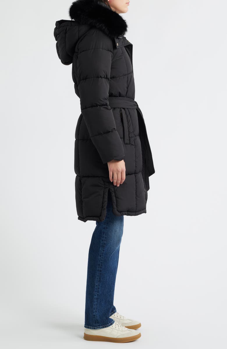 Michael Kors Faux Fur Trim Hooded Puffer Coat, Alternate, color, Black