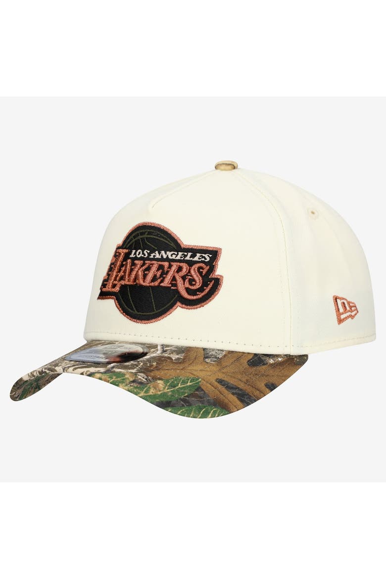 Men's New Era Cream Los Angeles Lakers Realtree Chrome Two-Tone 9FORTY A-Frame Adjustable Hat, Main, color, Cream