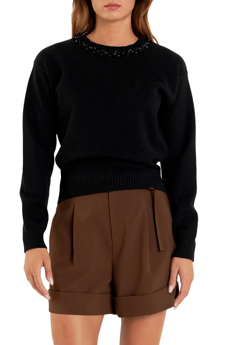 Endless Rose Beaded Sweater, Main, color, 