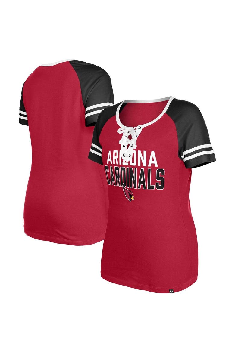 Women's New Era  Cardinal Arizona Cardinals Raglan Lace-Up T-Shirt, Main, color, Cardinal