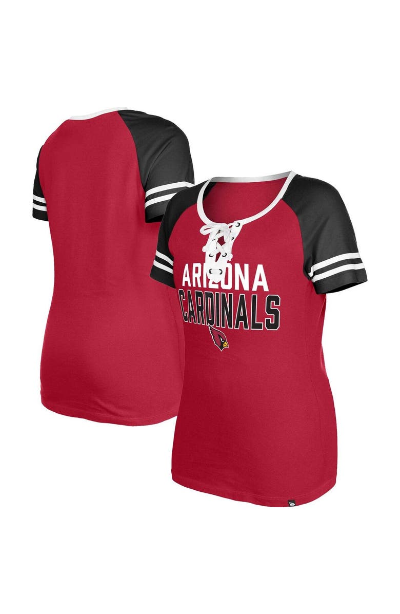 New Era Women's New Era  Cardinal Arizona Cardinals Raglan Lace-Up T-Shirt, Main, color, Cardinal