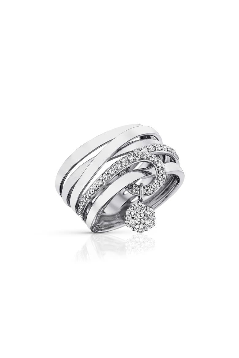 Diamond Flower Stack Ring, Main, color, WHITE GOLD