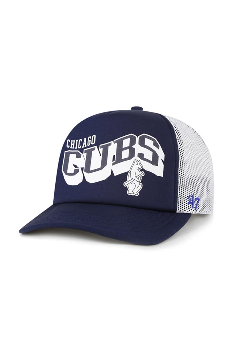 '47 Men's '47 Navy Chicago Cubs Meander Foam Trucker Snapback Hat, Main, color, Navy
