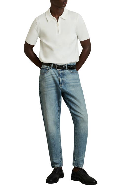 Reiss White Berkley Cotton Half-zip Knitted Polo Shirt In White