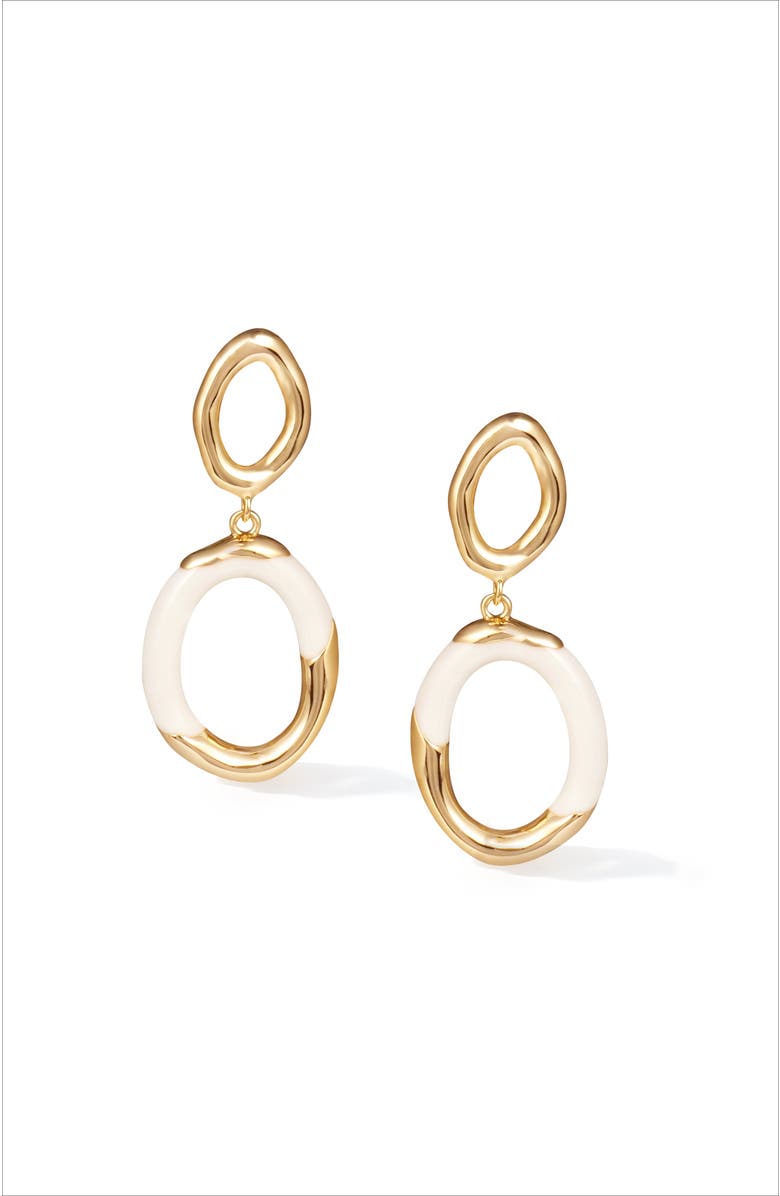 RC RETRO CHIC Time Ripples Round Earrings, Main, color, White & Gold