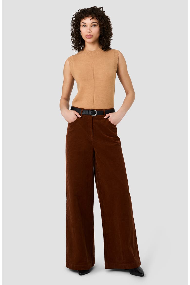 Casey Wide Leg Corduroy Pants, Alternate, color, CHESTNUT BROWN