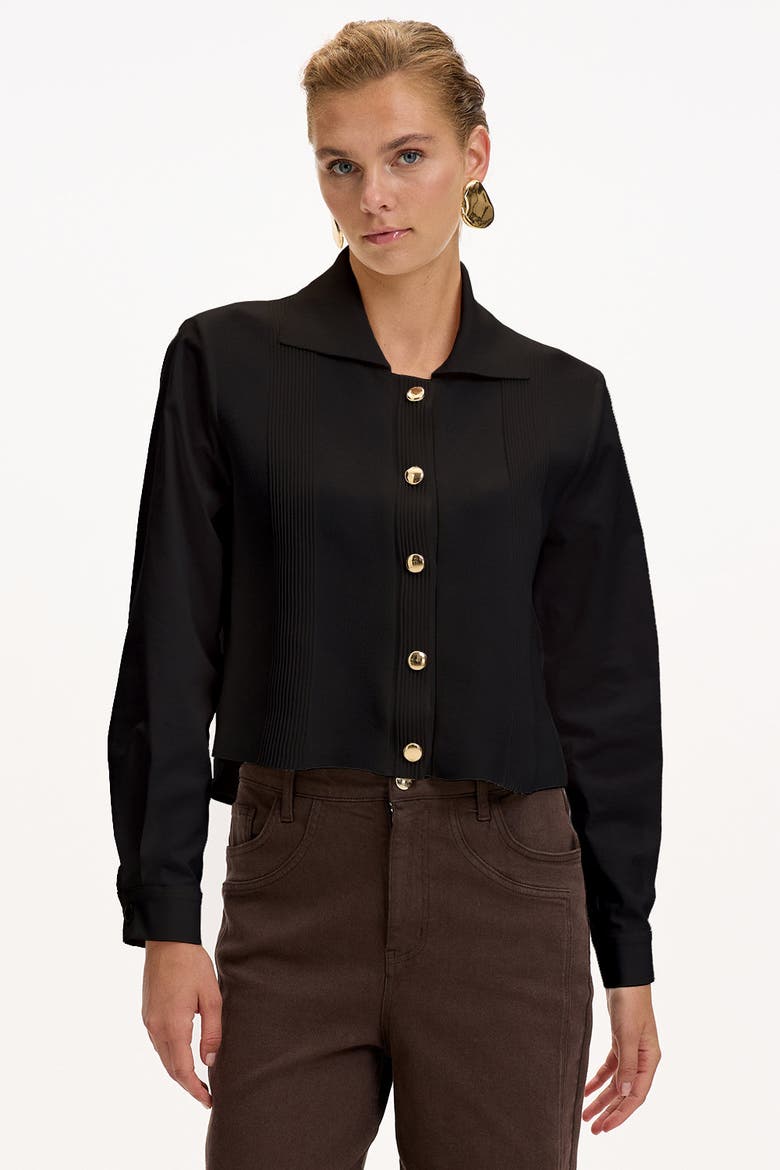 Corinne Poplin Shirt, Main, color, BLACK