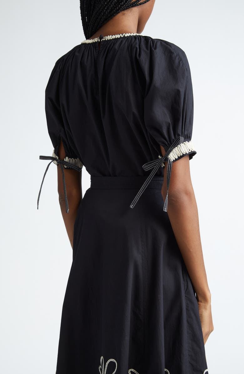 Ulla Johnson Amara Appliqué Detail Puff Sleeve Cotton Top, Alternate, color,