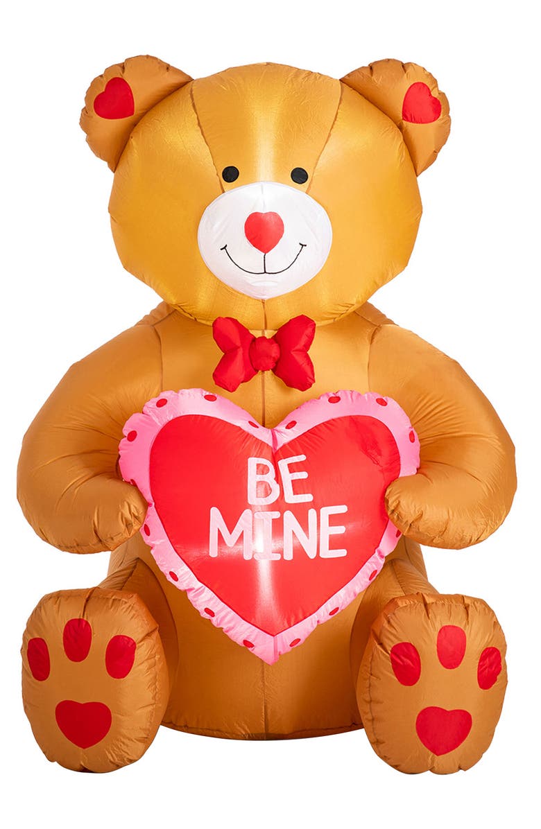Glitzhome 6
H Lighted Valentine
s Inflatable Bear with Heart Decor, Main, color, Red