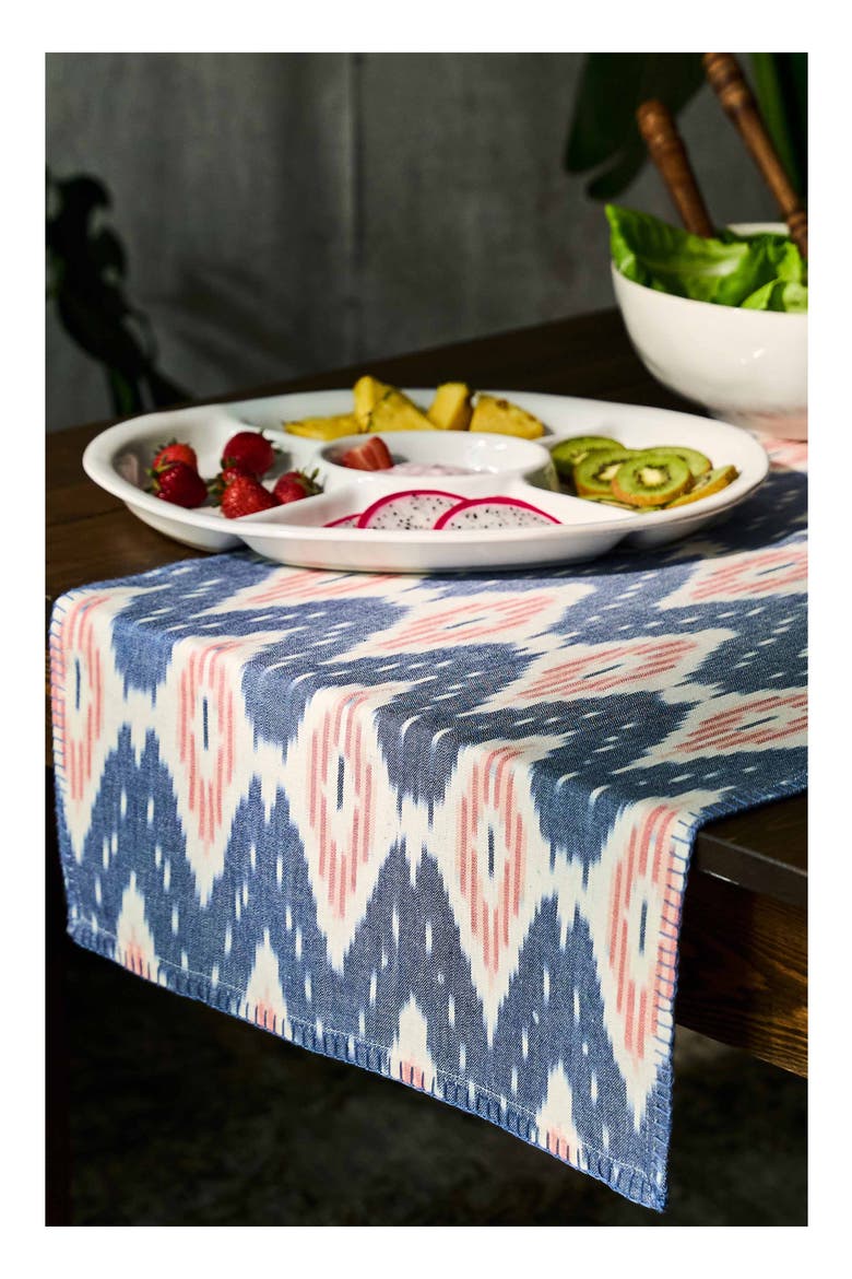 Ikat Cotton Table Runner, Alternate, color, BLUE MULTI