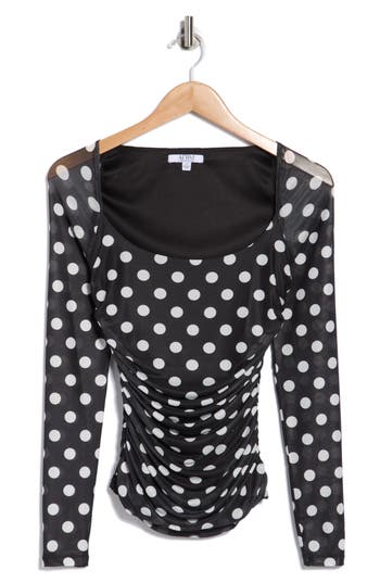 Afrm Los Angeles Archie Ruched Long Sleeve Top In Black