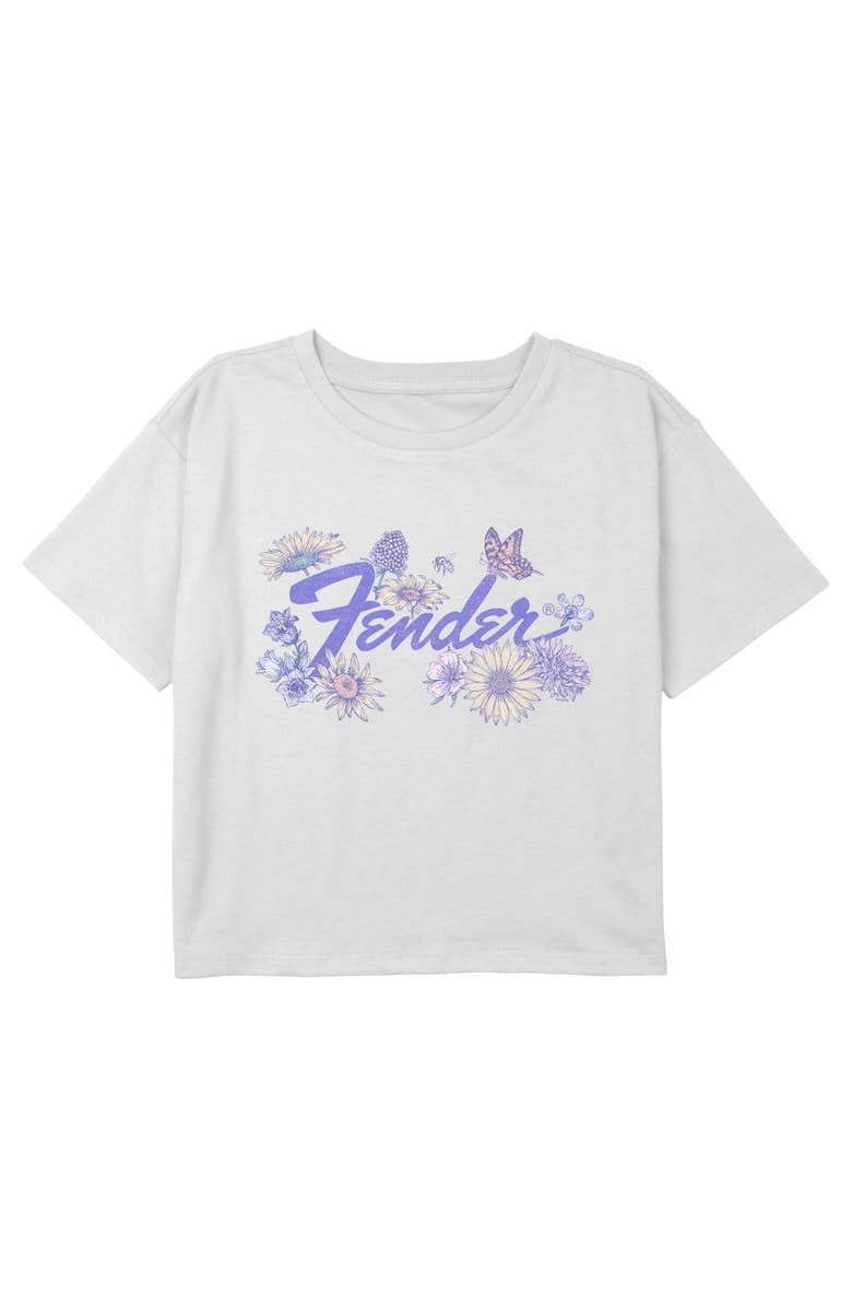 FENDER Girl's Fender Spring Purple Logo Graphic T-Shirt, Main, color, White