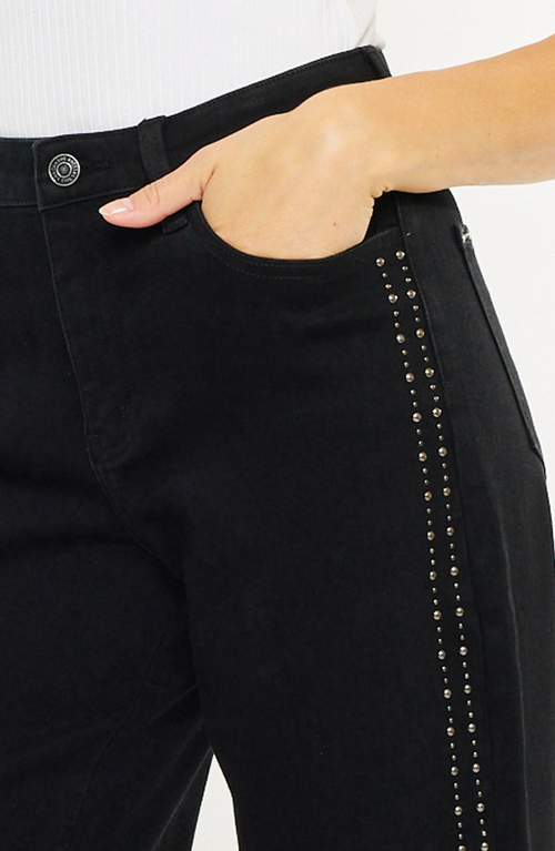 Kancan Sterling High Rise Crop Wide Leg Jeans In Black