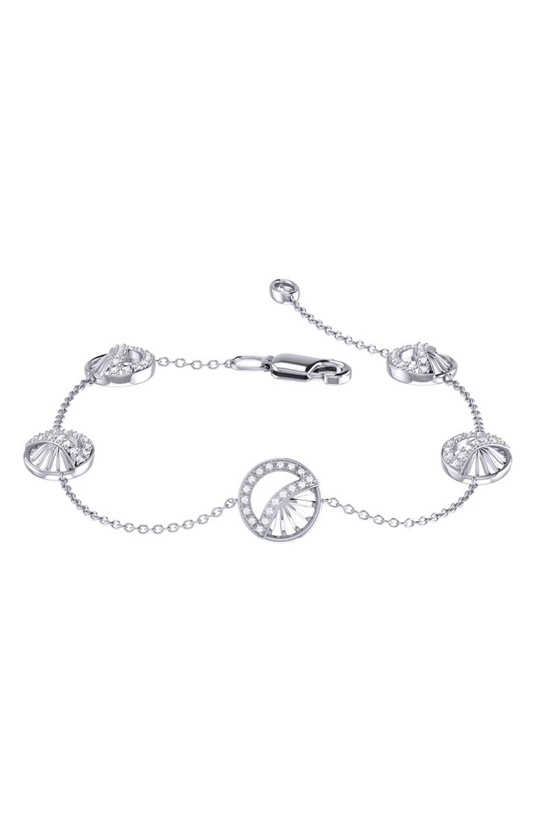 LuvMyJewelry Moon Phases Diamond Bracelet, Main, color, Silver