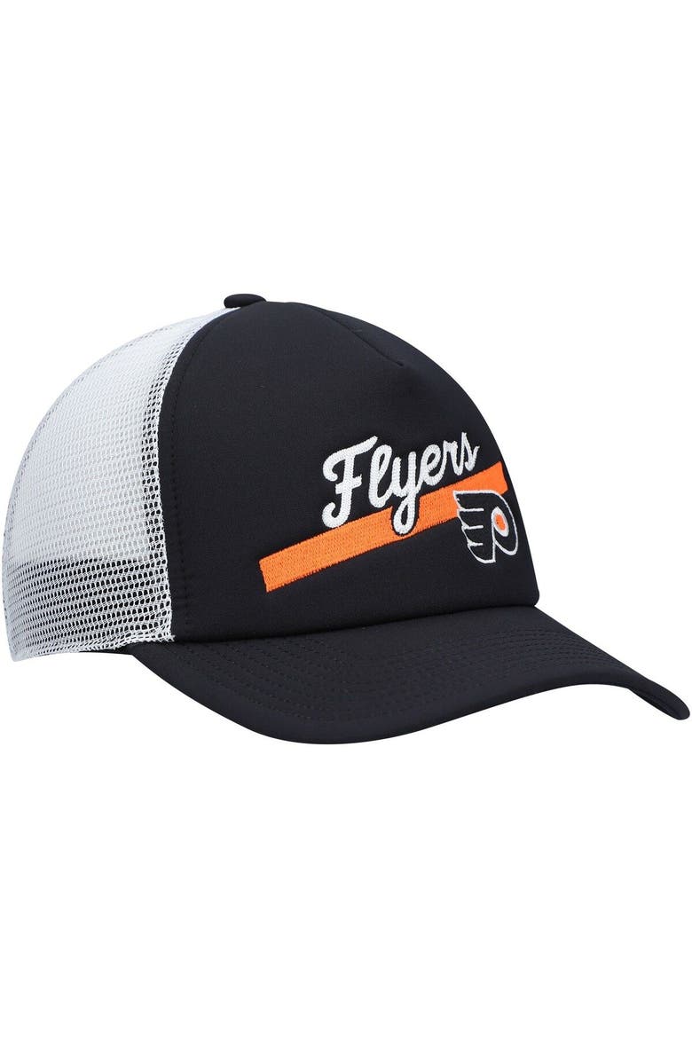 Women's adidas Black/White Philadelphia Flyers Foam Trucker Snapback Hat, Alternate, color, BLACK