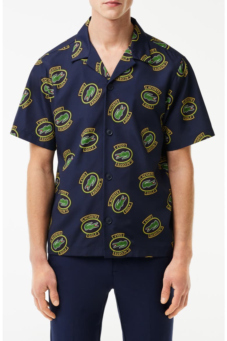 Regular Fit Performance Golf Short Sleeve Button-Up Shirt, Main, color, IR0 MARINE/ ANANAS-NOIR