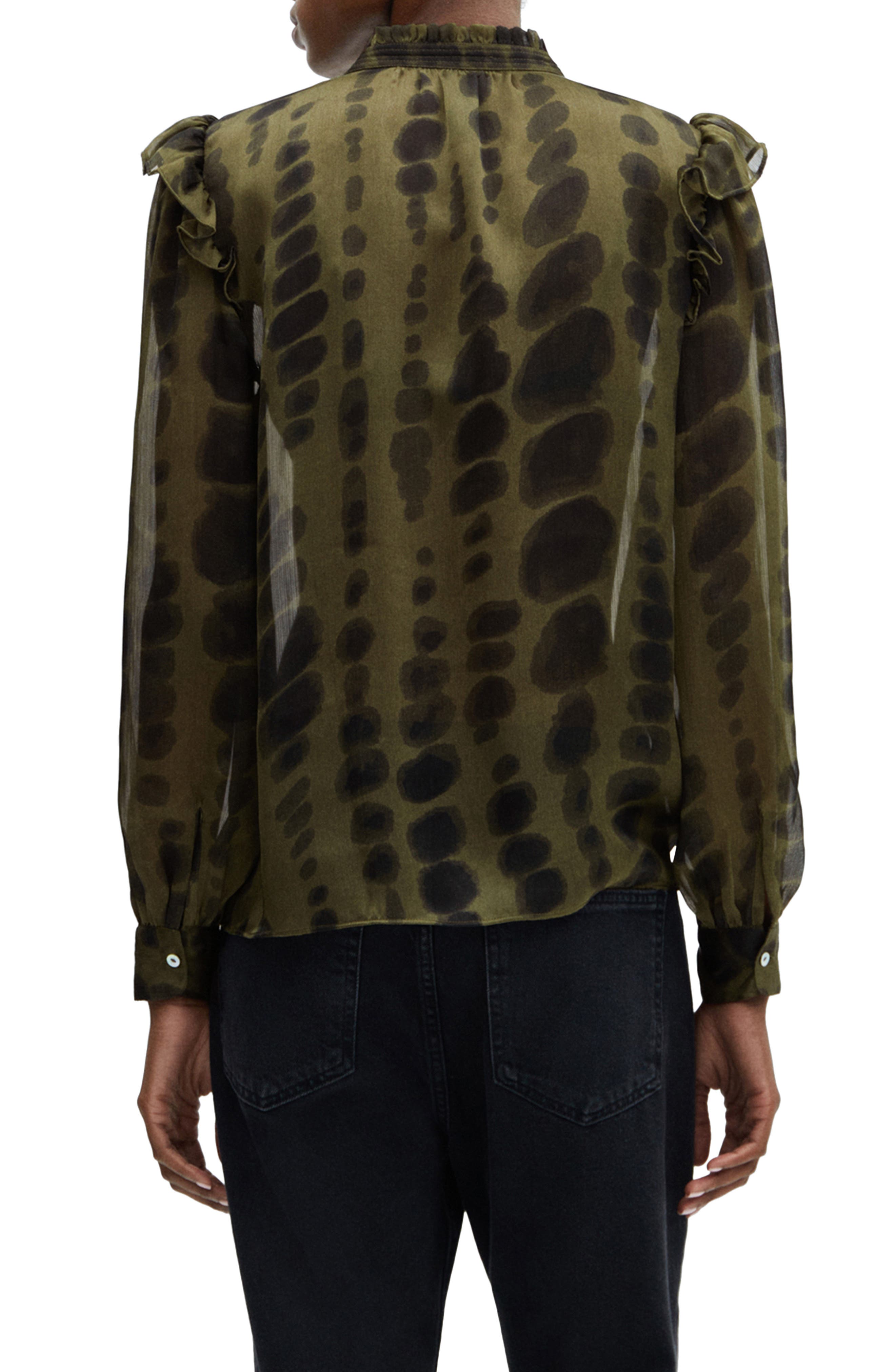 Print Ruffle Satin Top - image 2