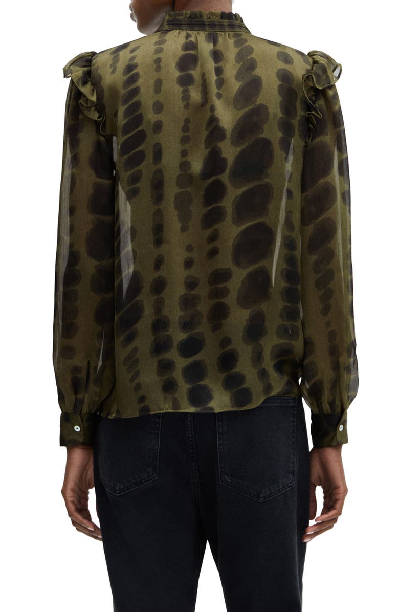 MANGO Print Ruffle Satin Top, Alternate, color,