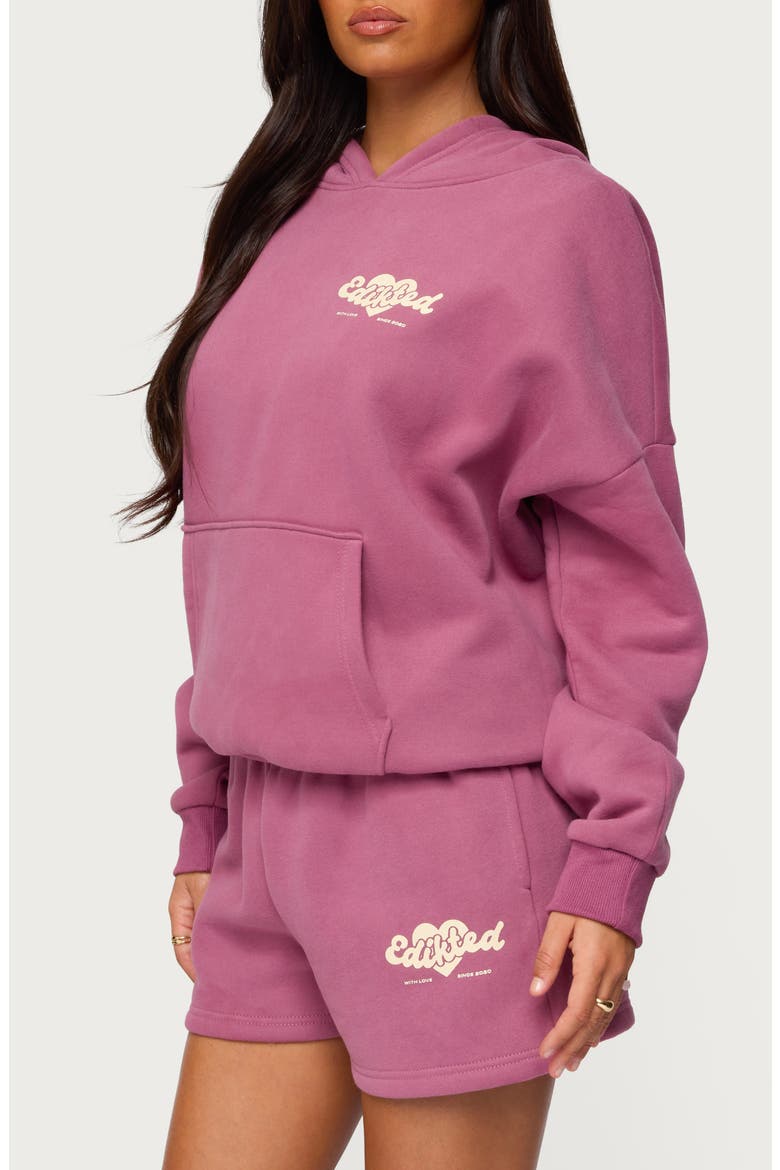 We're Edikted Logo Hoodie, Alternate, color, MAUVE