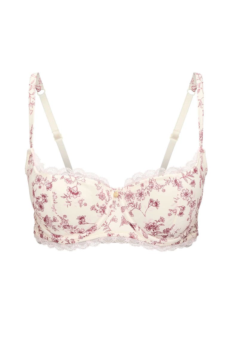 Elsie Contour Balconette Bra, Alternate, color, Floral pink